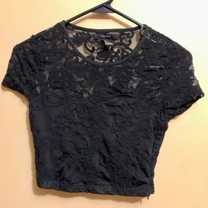 Black Lace Crop Top - Forever21 - Small